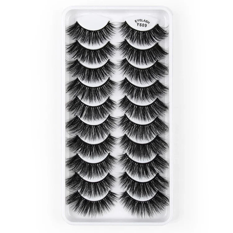 10쌍 3D 캣 아이 인조 속눈썹 자연스럽게 두껍고 풍성한 속눈썹, Y600, Y601, Y602, Y603, Y604, Y605, Y606, Y607, Y608, Y609