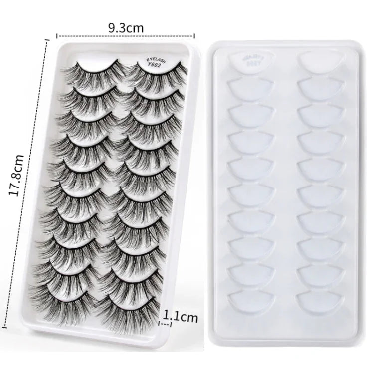 10쌍 3D 캣 아이 인조 속눈썹 자연스럽게 두껍고 풍성한 속눈썹, Y600, Y601, Y602, Y603, Y604, Y605, Y606, Y607, Y608, Y609