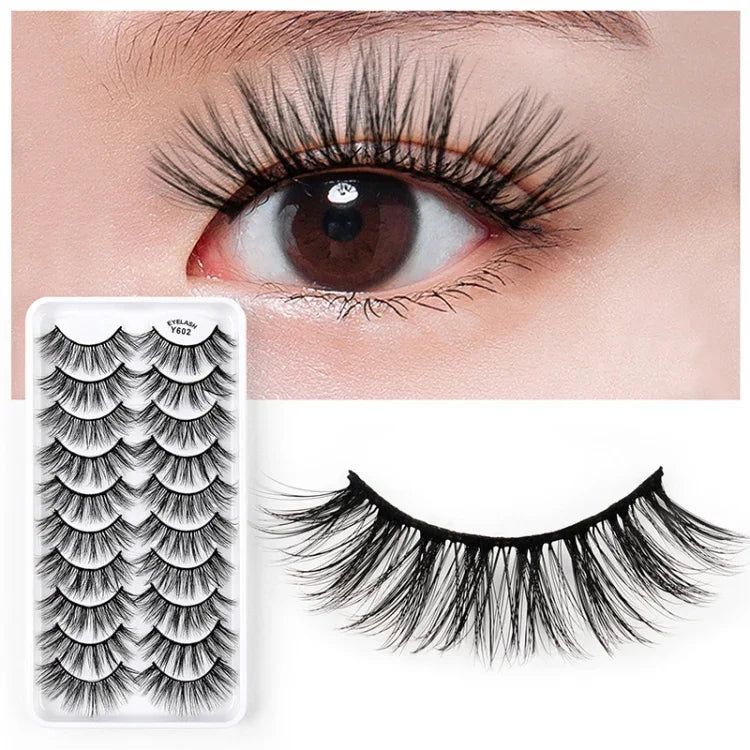 10쌍 3D 캣 아이 인조 속눈썹 자연스럽게 두껍고 풍성한 속눈썹, Y600, Y601, Y602, Y603, Y604, Y605, Y606, Y607, Y608, Y609