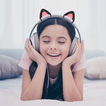 T6 Cute Cat Ear Decoration for Headphones, Black, White