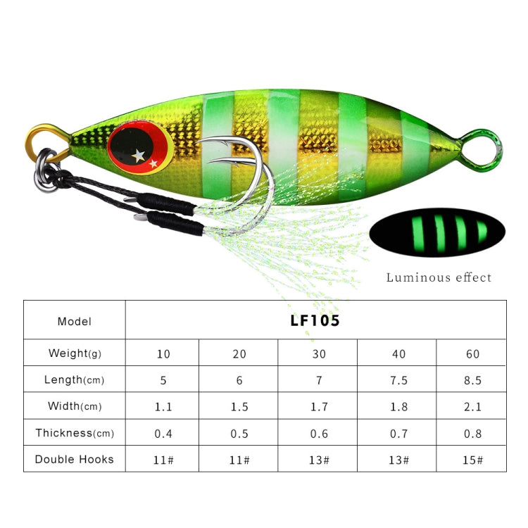 PROBEROS LF105 바다 낚시 금속 로드 미끼, 10g, 20g, 30g, 40g, 60g