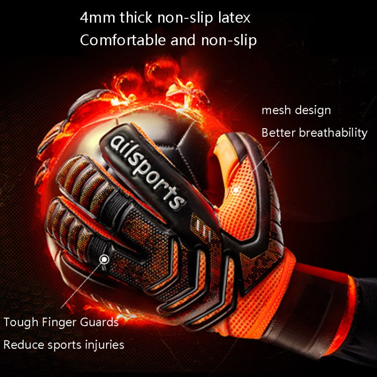 Ailsports ST5511 1켤레 골키퍼 두꺼운 라텍스 손가락 보호 장갑, 5, 6, 7, 8, 9, 10, 11