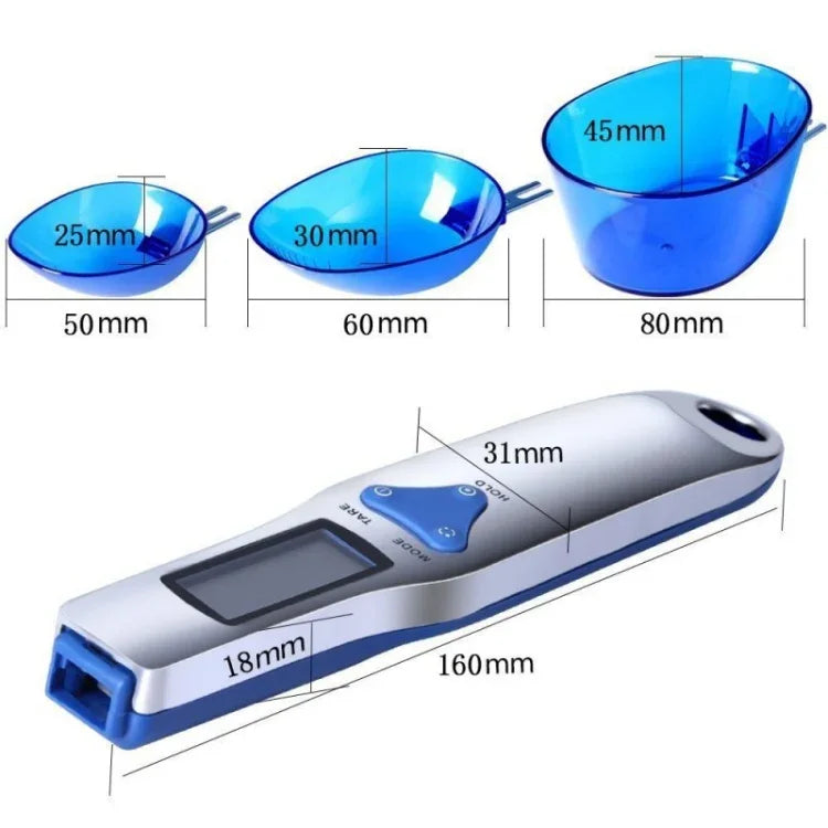 500g / 0.5g 주방 저울 전자 계량 스푼 저울 세 가지 스푼 포함, 500g / 0.5g, 300g / 0.1g