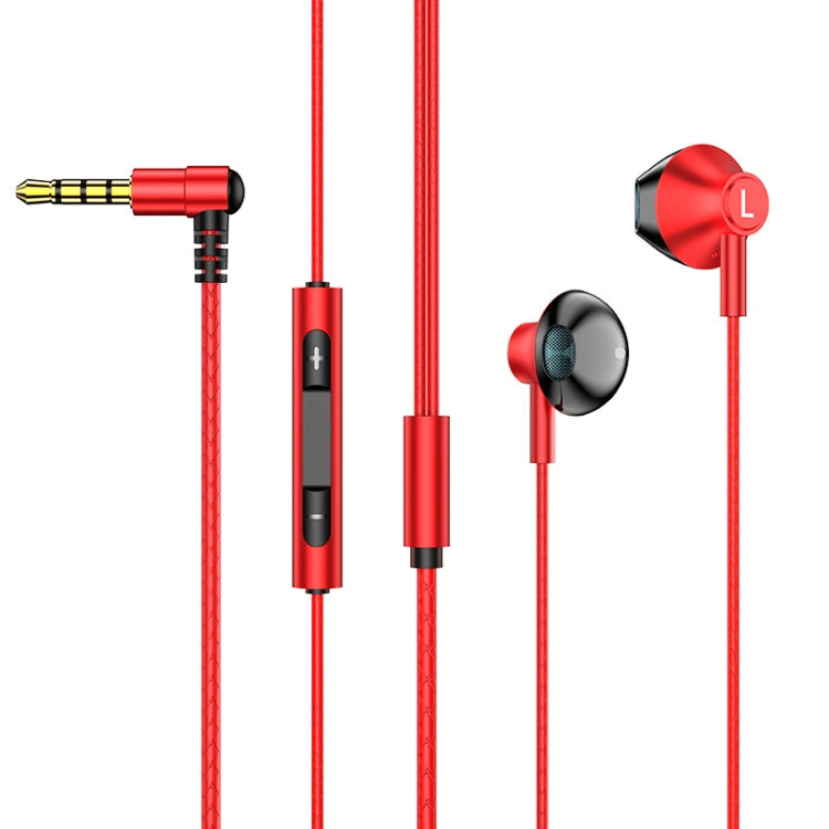 TS6800 3.5mm 금속 엘보 노이즈 캔슬링 유선 게임 이어폰, 레드, 그린, 블랙, 실버 그레이