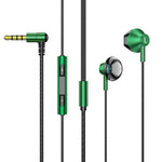 TS6800 3.5mm 금속 엘보 노이즈 캔슬링 유선 게임 이어폰, 레드, 그린, 블랙, 실버 그레이