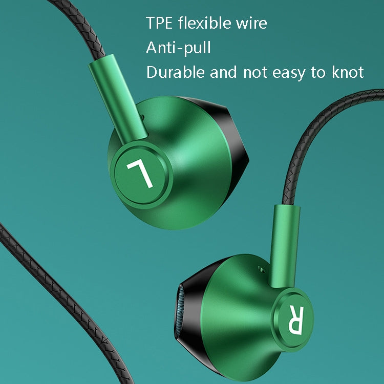 TS6800 3.5mm 금속 엘보 노이즈 캔슬링 유선 게임 이어폰, 레드, 그린, 블랙, 실버 그레이