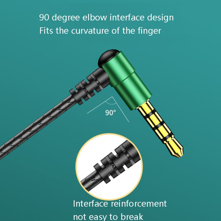 TS6800 3.5mm 금속 엘보 노이즈 캔슬링 유선 게임 이어폰, 레드, 그린, 블랙, 실버 그레이