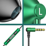 TS6800 3.5mm 금속 엘보 노이즈 캔슬링 유선 게임 이어폰, 레드, 그린, 블랙, 실버 그레이