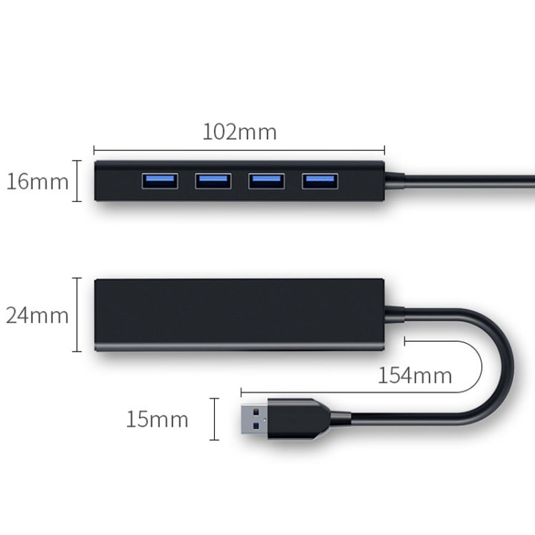 4포트 USB 2.0 허브 변환기, 케이블 길이: 15cm, 스타일: 라이트 바 없음, 라이트 바 블랙 있음, 라이트 바 화이트 있음