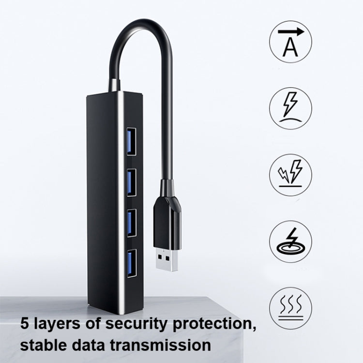 4포트 USB 2.0 허브 변환기, 케이블 길이: 15cm, 스타일: 라이트 바 없음, 라이트 바 블랙 있음, 라이트 바 화이트 있음