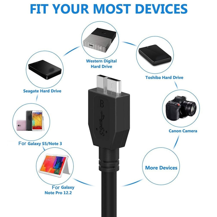 USB 3.0 남성 to 마이크로 USB HDD 데이터 케이블 외장 모바일 HDD용, 케이블 길이: 1.8m
