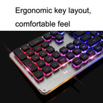 LANGTU L1 104키 USB 가정용 사무용 필름 발광 유선 키보드, 케이블 길이:1.6m, L1 오렌지 라이트 블랙, L1 아이스 블루 라이트 실버 화이트, L1 아이스 블루 라이트 블랙, L1 화이트 라이트 핑크