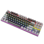 XUNFOX K80 87키 유선 게이밍 기계식 백라이트 키보드, 케이블 길이:1.5m, 화이트 옐로우, 블랙 그레이, 핑크 화이트, 블루 화이트, 화이트 블루, 옐로우 화이트, 그레이 블랙