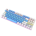 XUNFOX K80 87키 유선 게이밍 기계식 백라이트 키보드, 케이블 길이:1.5m, 화이트 옐로우, 블랙 그레이, 핑크 화이트, 블루 화이트, 화이트 블루, 옐로우 화이트, 그레이 블랙