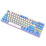 XUNFOX K80 87키 유선 게이밍 기계식 백라이트 키보드, 케이블 길이:1.5m, 화이트 옐로우, 블랙 그레이, 핑크 화이트, 블루 화이트, 화이트 블루, 옐로우 화이트, 그레이 블랙