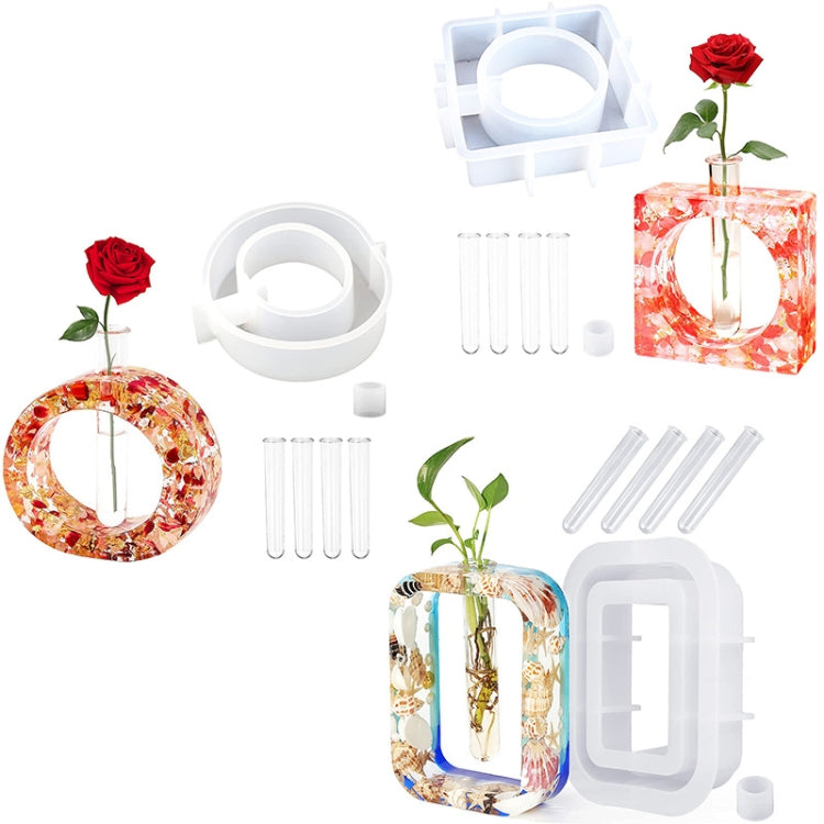 DIY 꽃병 에폭시 몰드 간단한 꽃병 제작 도구, 직사각형, 불규칙 원형, 하트 모양