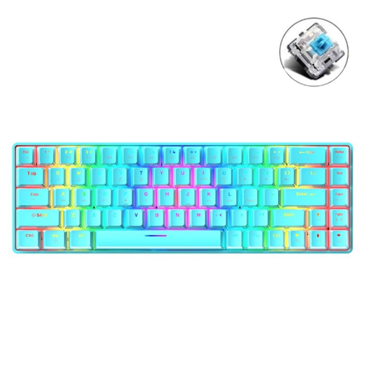 ZIYOU LANG T8 68키 RGB 발광 게이밍 기계식 키보드, 케이블 길이:1.6m, T8 블랙 그린 축, T8 블랙 티 축, T8 화이트 그린 축, T8 화이트 레드 축, T8 블루 그린 축, T8 핑크 그린 축