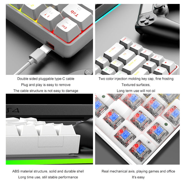 ZIYOU LANG T8 68키 RGB 발광 게이밍 기계식 키보드, 케이블 길이:1.6m, T8 블랙 그린 축, T8 블랙 티 축, T8 화이트 그린 축, T8 화이트 레드 축, T8 블루 그린 축, T8 핑크 그린 축