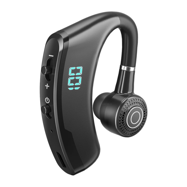 V9S 블루투스 헤드셋 노이즈 캔슬링 헤드폰 LED 디스플레이 포함, 블랙 싱글 이어, 블루 싱글 이어