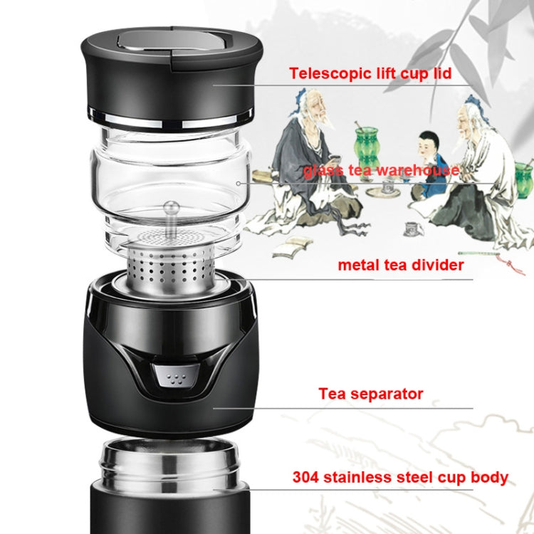 101-500ML 보온 컵 차 물 분리형 찻잔, 스타일:, 스테인리스 검정, 스테인리스 커피, 스테인리스 회색, 검정+선물 상자, 커피+선물 상자, 회색+선물 상자, 유리 검정+선물 상자, 유리 커피+선물 상자, 유리 회색+선물 상자