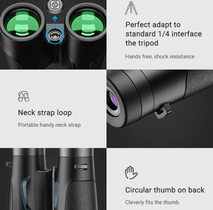 APEXEL 10x42 고정 초점 쌍안경 자동 초점 망원경, APL-RB10X42A