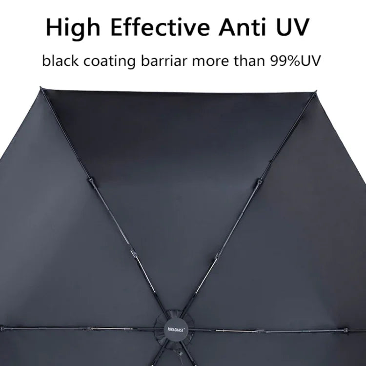 PARACHASE 탄소 섬유 경량 휴대용 소형 스마트 블랙 접착제 자외선 차단 및 UV 차단 태양 우산, 블랙, 네이비, 카키