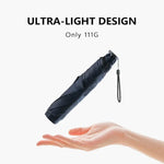 PARACHASE 탄소 섬유 경량 휴대용 소형 스마트 블랙 접착제 자외선 차단 및 UV 차단 태양 우산, 블랙, 네이비, 카키