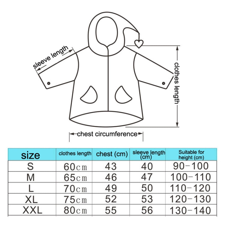 큰 챙 만화 프린트 어린이 우비와 책가방 좌석, S, M, L, XL, XXL