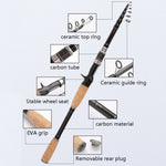 Telescopic Carbon Lure Rod Short Section Fishing Casting Rod, 2.4m, 1.8m, 3.0m