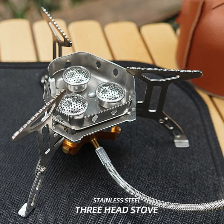 Outdoor Portable Three-Head Stove Camping Windproof Stove