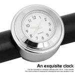 Aluminum Alloy Plating Motorcycle Handlebar Clock, Clock Silver Shell Black Background, Clock Silver Shell White Background, Clock Black Shell White Background, Clock Black Shell Black Background