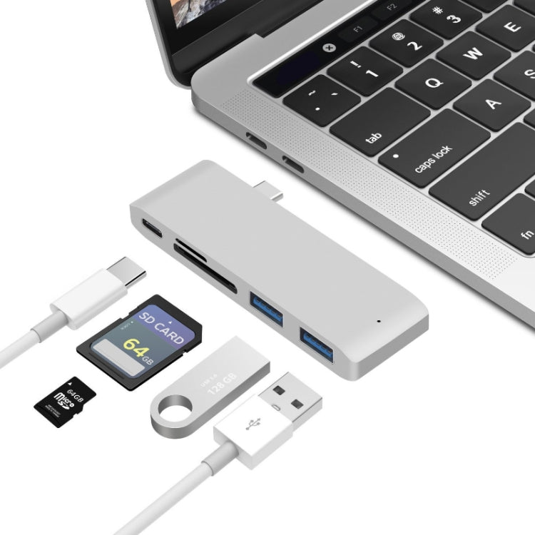USB-C to HDMI 분배기 도킹 스테이션 카드 리더기, 사양: 5 in 1 그레이, 5 in 1 실버, 6 in 1 그레이, 6 in 1 실버