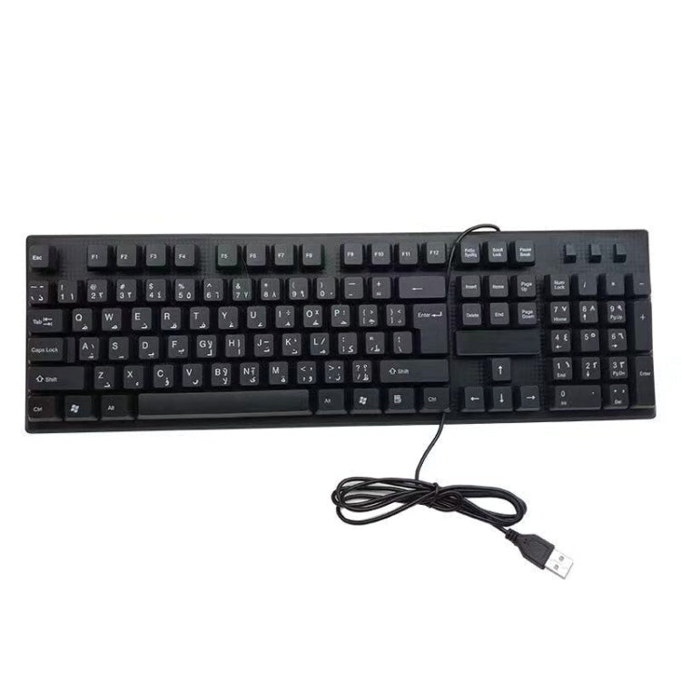108키 컴퓨터 USB 유선 키보드, 케이블 길이: 1.5m, 아랍어 단일, 러시아어, 프랑스어, 스페인어