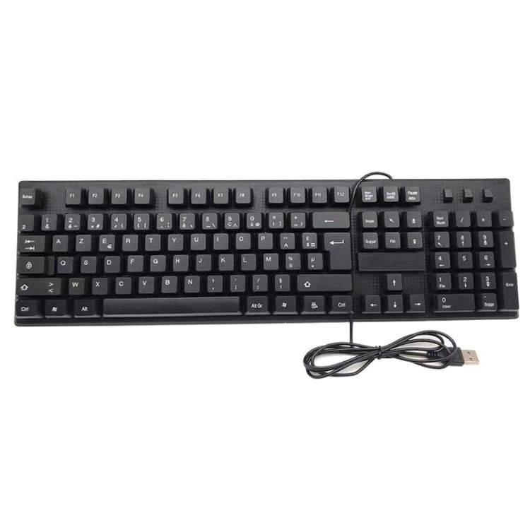 108키 컴퓨터 USB 유선 키보드, 케이블 길이: 1.5m, 아랍어 단일, 러시아어, 프랑스어, 스페인어
