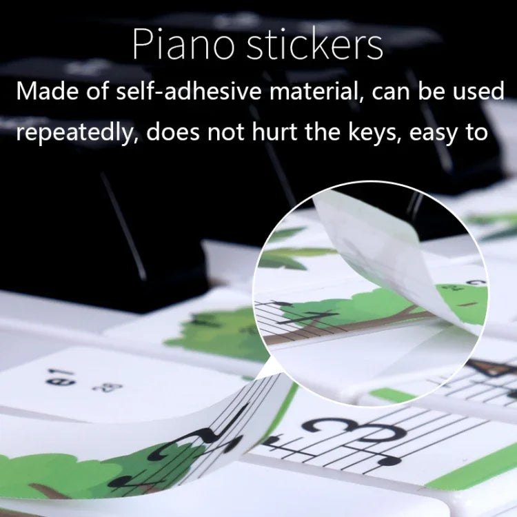 M52 88/76/61/54/49 Keys Piano Keyboard Stickers, Tree, Giraffe