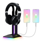듀얼 USB RGB 색상 변환 게이밍 헤드셋 스탠드
