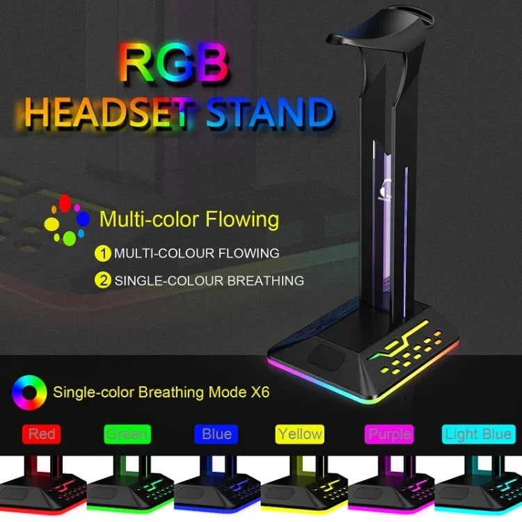 듀얼 USB RGB 색상 변환 게이밍 헤드셋 스탠드