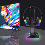 듀얼 USB RGB 색상 변환 게이밍 헤드셋 스탠드