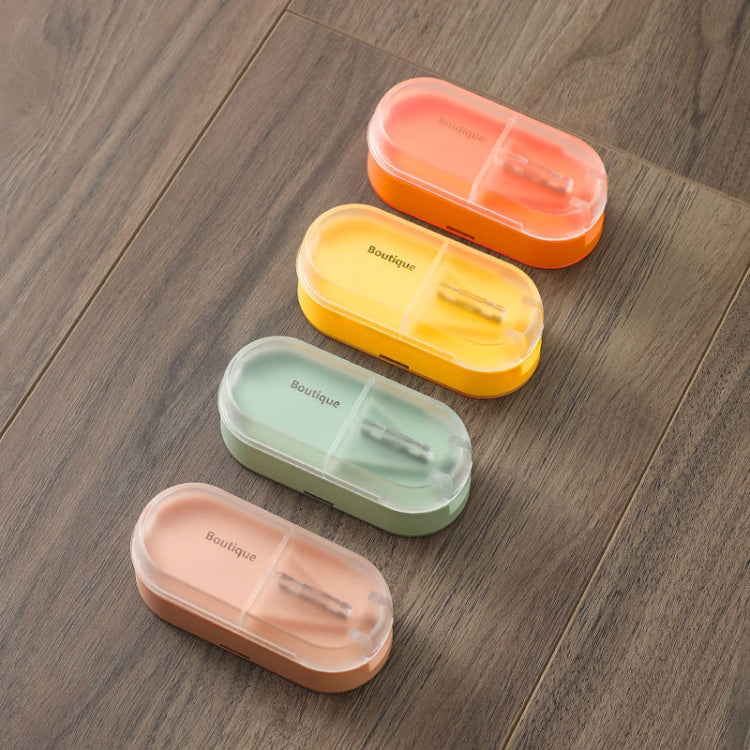 Home Convenient Transparent Tablet Divider Compartments Medicine Boxes, Yellow, Green, Pink, Orange