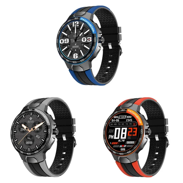 Wearkey E15 1.28인치 스마트 심박수 모니터링 터치 스크린 시계, 블루, 실버 그레이, 오렌지