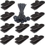 Outdoor Camping Windproof Canopy Fixed Tent Clip Rope Buckle Quick Hanging Set, 10 Clips+10 Ropes, 10 Clips+10 Black Ropes, 10 Clips+10 Black Ropes+10 Silver Buckles, 10 Clips+10 Elastic Ropes+10 Black Buckles                                           ...