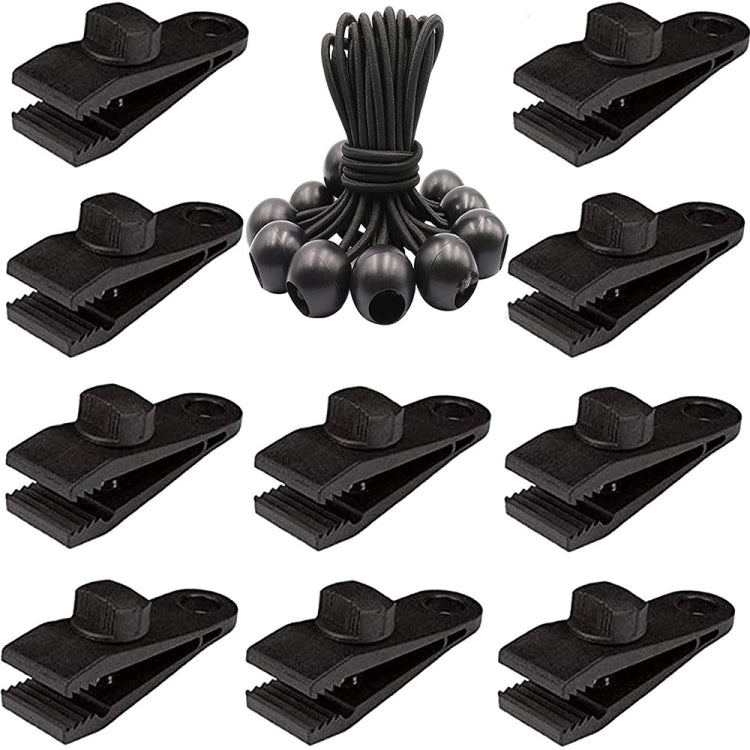 Outdoor Camping Windproof Canopy Fixed Tent Clip Rope Buckle Quick Hanging Set, 10 Clips+10 Ropes, 10 Clips+10 Black Ropes, 10 Clips+10 Black Ropes+10 Silver Buckles, 10 Clips+10 Elastic Ropes+10 Black Buckles                                           ...