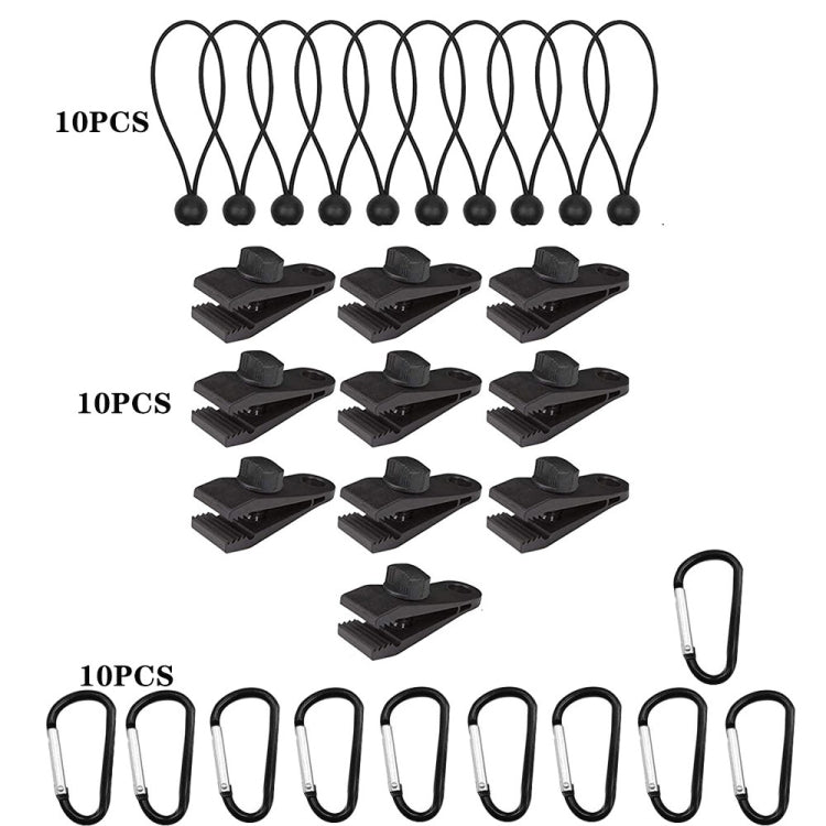 Outdoor Camping Windproof Canopy Fixed Tent Clip Rope Buckle Quick Hanging Set, 10 Clips+10 Ropes, 10 Clips+10 Black Ropes, 10 Clips+10 Black Ropes+10 Silver Buckles, 10 Clips+10 Elastic Ropes+10 Black Buckles                                           ...