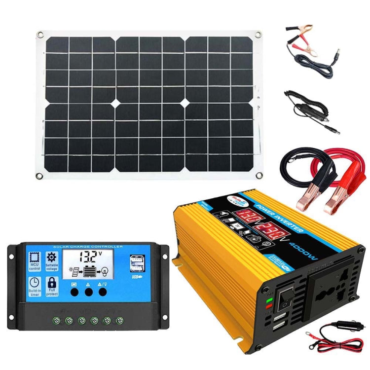 태양광 발전 시스템 인버터 30A 컨트롤러+18W 12V 태양광 패널, 사양:, 블랙 12V to 110V, 블랙 12V to 220V, 옐로우 12V to 110V, 옐로우 12V to 220V