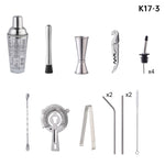 17 in 1 400ml 유리 셰이커 및 계량 셰이커 세트, K17-3