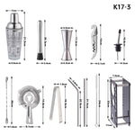 17 in 1 400ml 유리 셰이커 및 계량 셰이커 세트, K17-3