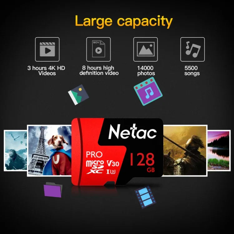 Netac Driving Recorder Surveillance Camera Mobile Phone Memory Card, 32GB, 64GB, 128GB, 256GB