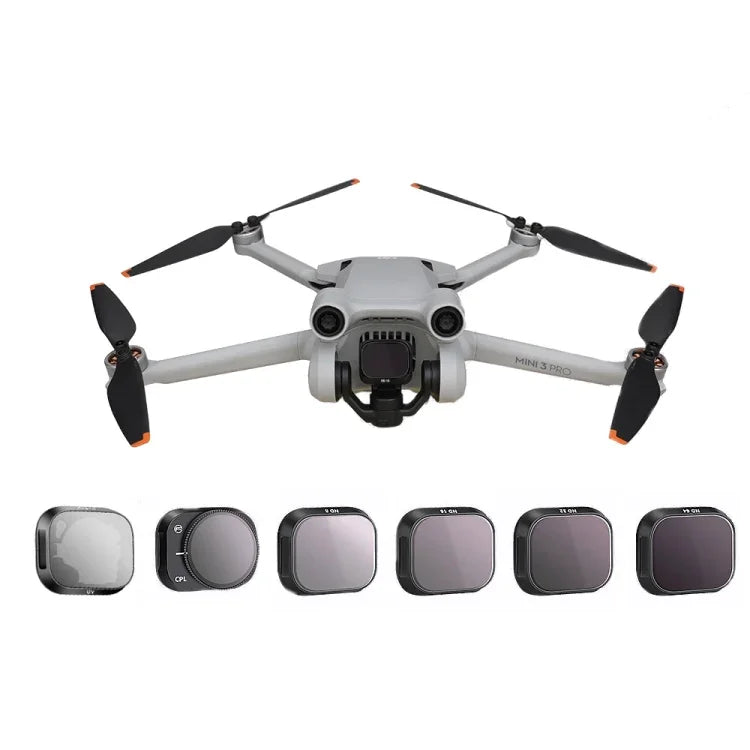 RCSTQ 알루미늄 합금 조절식 필터 액세서리 DJI Mini 3 Pro용, 스타일: UV+CPL+ND8+ND16+ND32+ND64 6-in-1, CPL, ND8, ND16, ND32, ND64, 4-in-1 세트, 6-in-1 세트