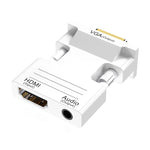 HDMI 암 to VGA 수 오디오 어댑터 컴퓨터 모니터 TV 프로젝터 변환기, 화이트, 골드, 블랙