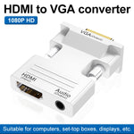 HDMI 암 to VGA 수 오디오 어댑터 컴퓨터 모니터 TV 프로젝터 변환기, 화이트, 골드, 블랙
